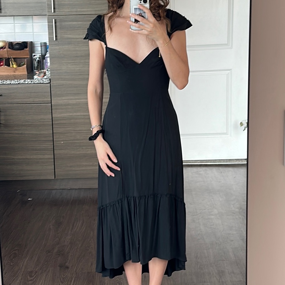 Urban Outfitters Maxi Midi Black Slit Open Back Dress